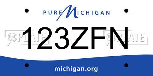 123ZFN Michigan License Plate