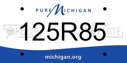 125R85 Michigan License Plate