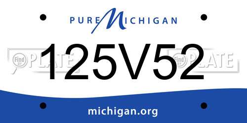 125V52 Michigan License Plate