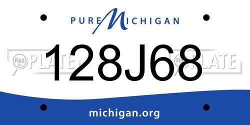 128J68 Michigan License Plate