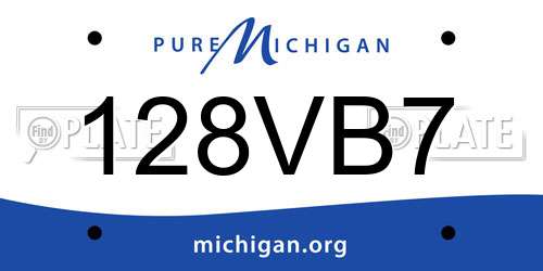 128VB7 Michigan License Plate