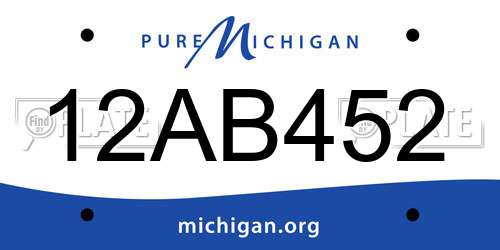 12AB452 Michigan License Plate