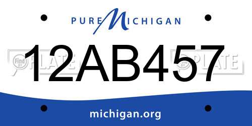 12AB457 Michigan License Plate