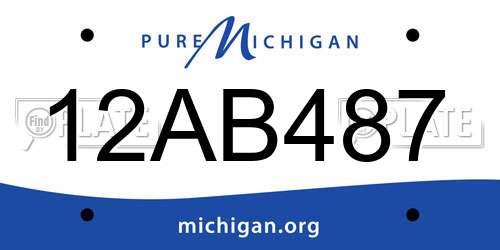 12AB487 Michigan License Plate