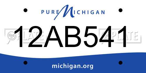 12AB541 Michigan License Plate