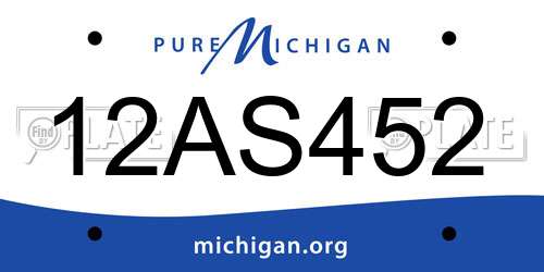 12AS452 Michigan License Plate
