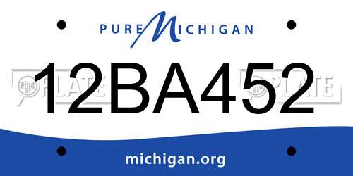 12BA452 Michigan License Plate