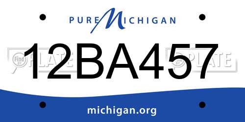 12BA457 Michigan License Plate