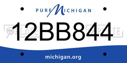 12BB844 Michigan License Plate