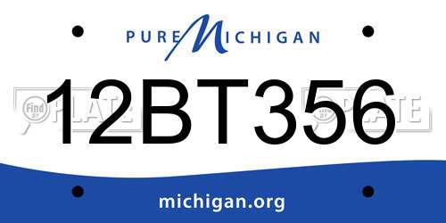 12BT356 Michigan License Plate