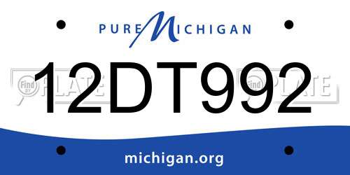 12DT992 Michigan License Plate