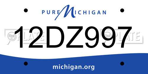12DZ997 Michigan License Plate