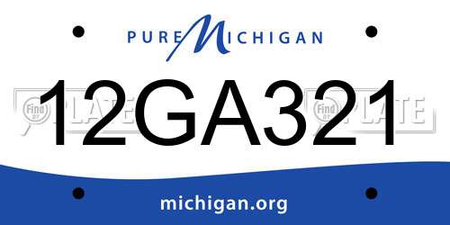 12GA321 Michigan License Plate