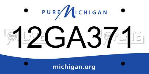 12GA371 Michigan License Plate