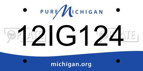 12IG124 Michigan License Plate