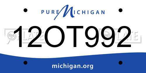 12OT992 Michigan License Plate