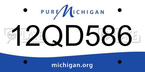 12QD586 Michigan License Plate