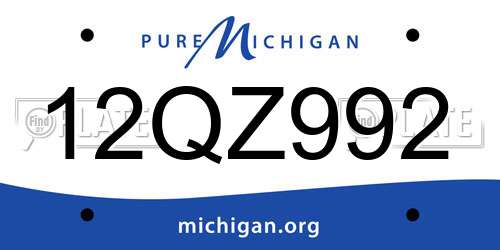 12QZ992 Michigan License Plate