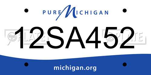 12SA452 Michigan License Plate