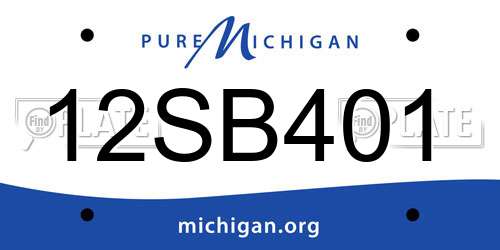 12SB401 Michigan License Plate