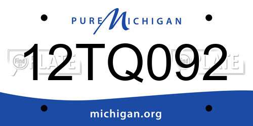 12TQ092 Michigan License Plate