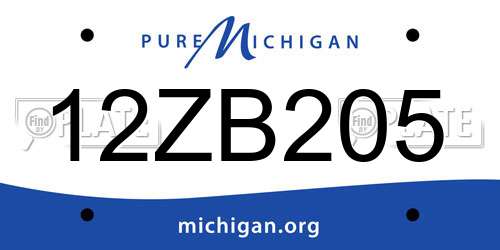 12ZB205 Michigan License Plate