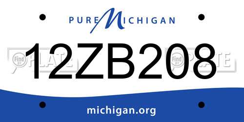 12ZB208 Michigan License Plate