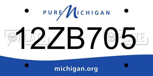 12ZB705 Michigan License Plate