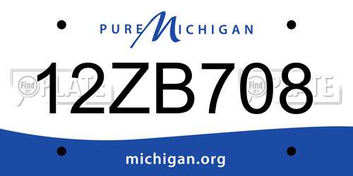 12ZB708 Michigan License Plate