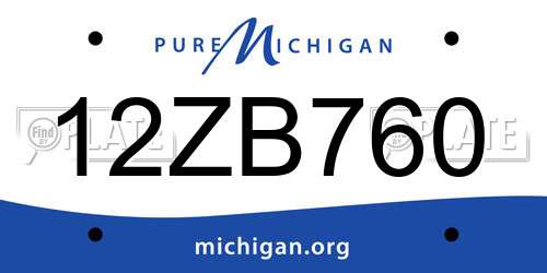 12ZB760 Michigan License Plate