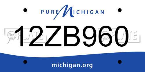 12ZB960 Michigan License Plate