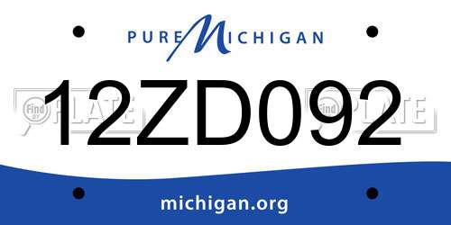 12ZD092 Michigan License Plate