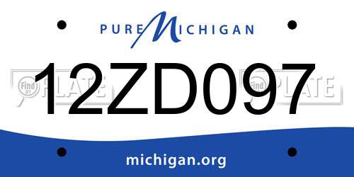 12ZD097 Michigan License Plate