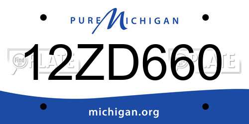 12ZD660 Michigan License Plate