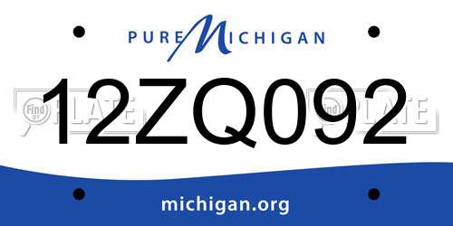 12ZQ092 Michigan License Plate