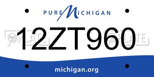 12ZT960 Michigan License Plate