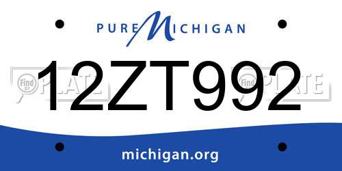 12ZT992 Michigan License Plate