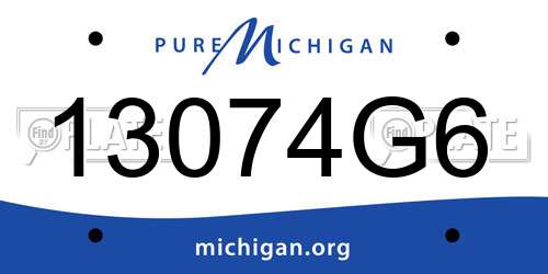 13074G6 Michigan License Plate