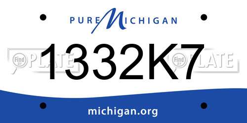 1332K7 Michigan License Plate