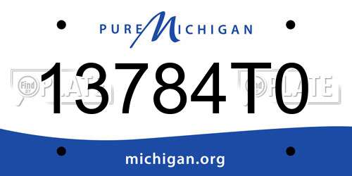 13784T0 Michigan License Plate