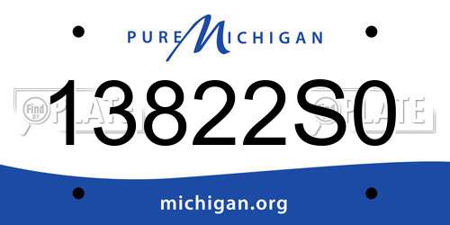 13822S0 Michigan License Plate