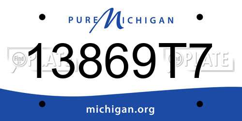 13869T7 Michigan License Plate