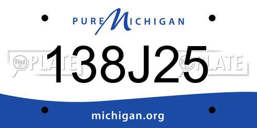 138J25 Michigan License Plate