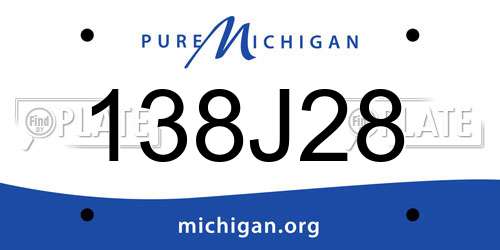 138J28 Michigan License Plate