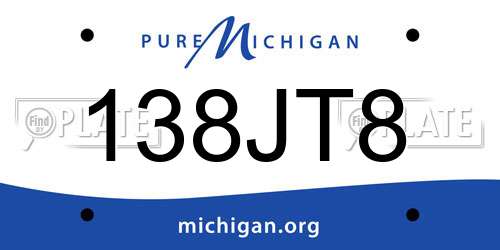138JT8 Michigan License Plate