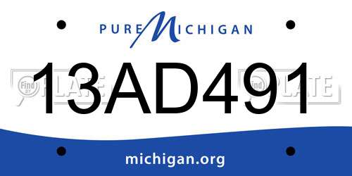 13AD491 Michigan License Plate