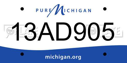 13AD905 Michigan License Plate