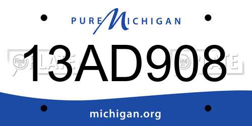 13AD908 Michigan License Plate