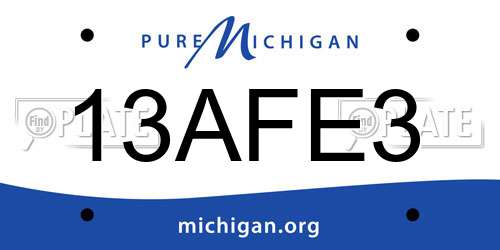 13AFE3 Michigan License Plate