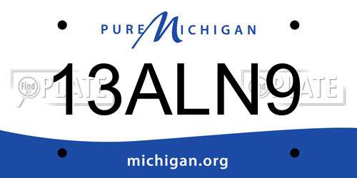 13ALN9 Michigan License Plate